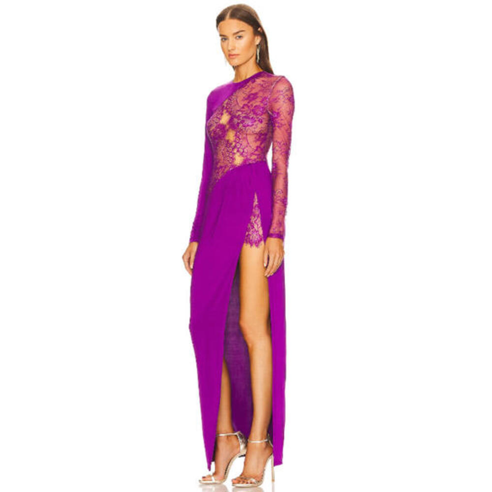 Michael Costello X REVOLVE Hillary Gown Lace Purple size L  NWT $248msrp
